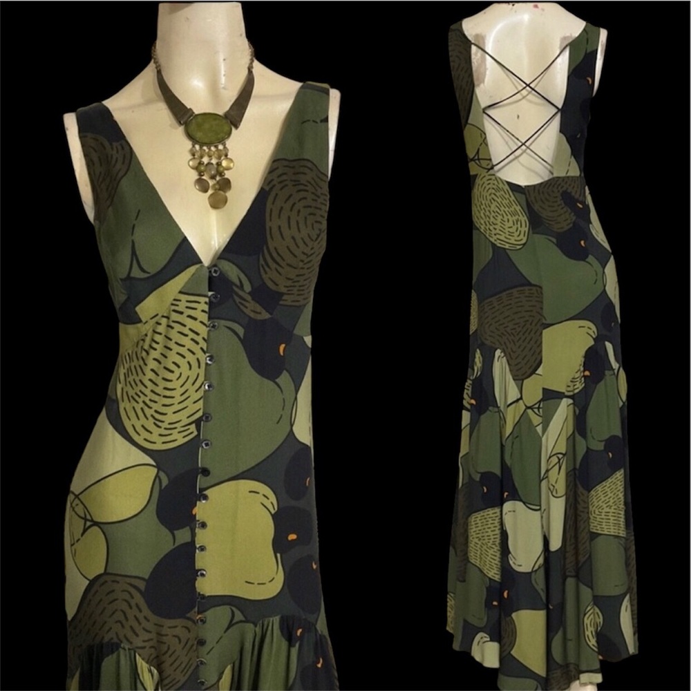 Farm Rio Drop Waist High Low Printed Dress